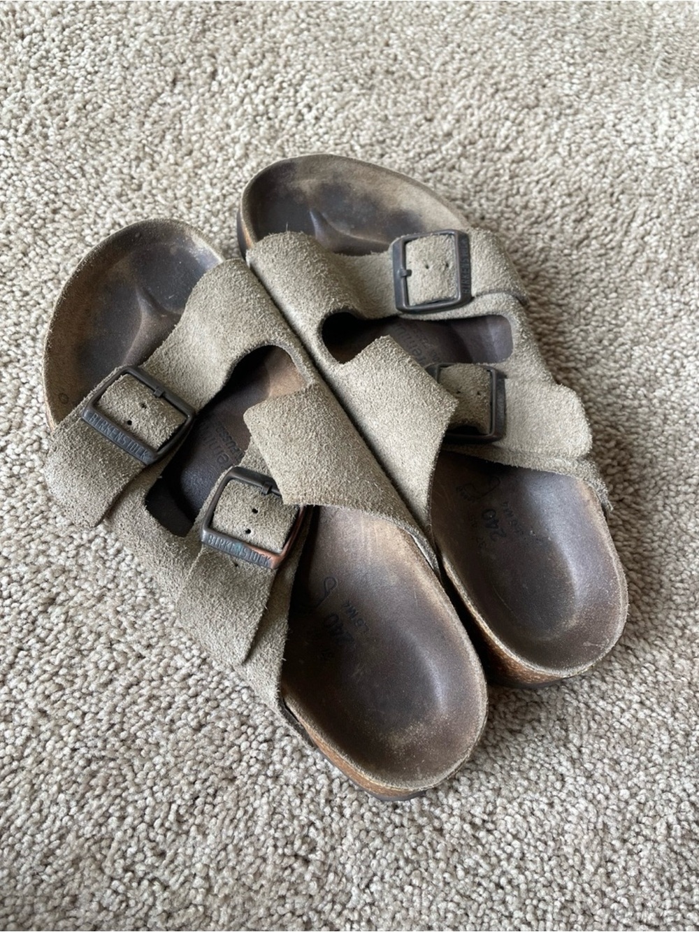 Birkenstock Suede Double-Strap Sandals in Taupe